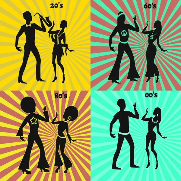 Retro en modern paar dansen — Stockvector