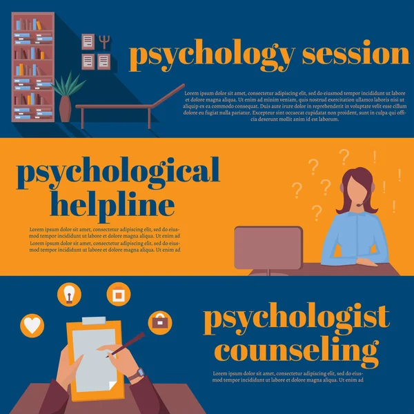 Bureau de psychologue pour le counseling, ligne d'assistance psychothérapie en ligne — Image vectorielle