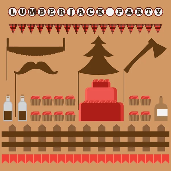 Vintage oduncu parti unsurları, trendy Hipster Buffalo kontrol, Tartan ve şemsiye parti fikirler ayarla