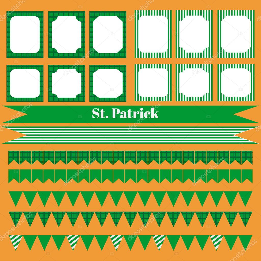 Printable set of saint patrick party elements. 