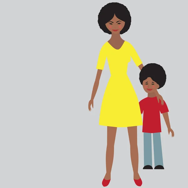 Portrait plat de famille heureuse avec mère et enfant . — Image vectorielle