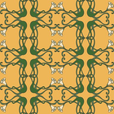 Art nouveau, art deco, modern, klasik öğeleri seamless modeli