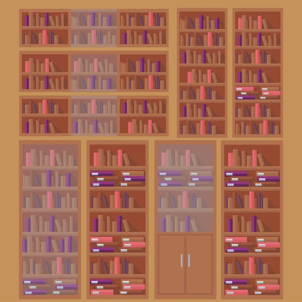 Bibliothek Buch Regal Hintergrund — Stockvektor