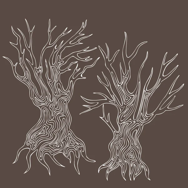 Doodle handdrawn stylizowane martwych drzew — Wektor stockowy