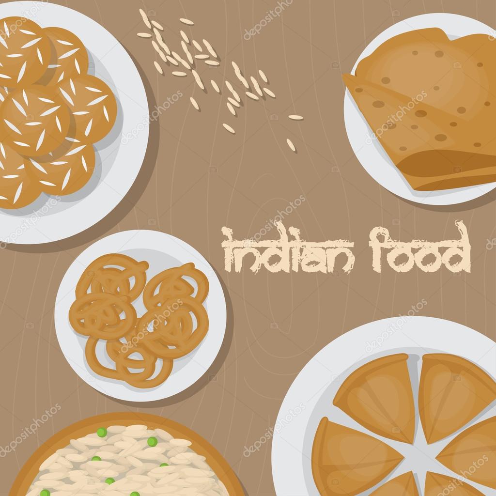 Vedic Indian cuisine, set of vegetarian healthy food top view