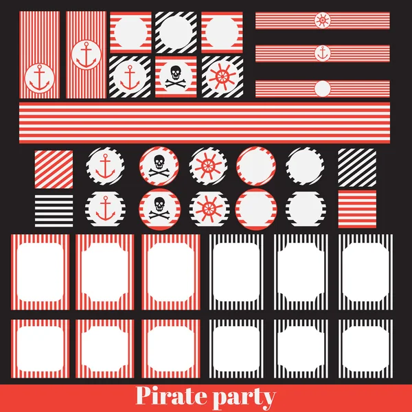 Elementos de fiesta pirata vintage — Vector de stock