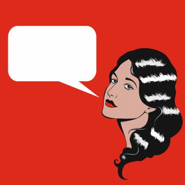Pop Art retro illüstrasyon kadın ile konuşma balonu.