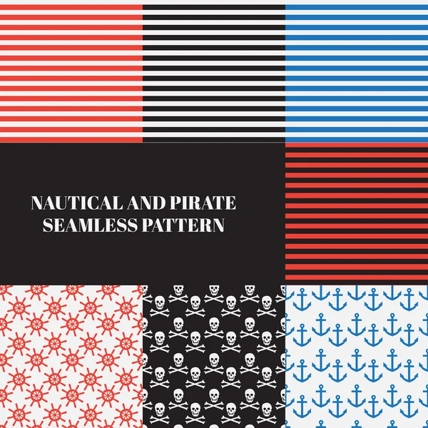 Vintage nautical and pirate seamless pattern — Stock Vector