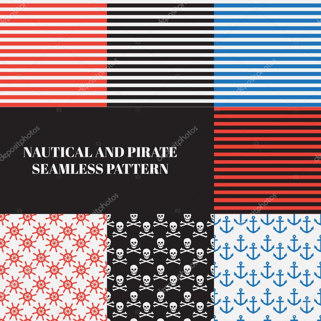 vintage nautical and pirate seamless pattern