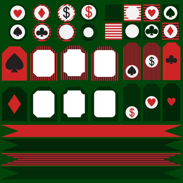 Распечатаемый племенной набор старинных элементов партии казино . — стоковый вектор