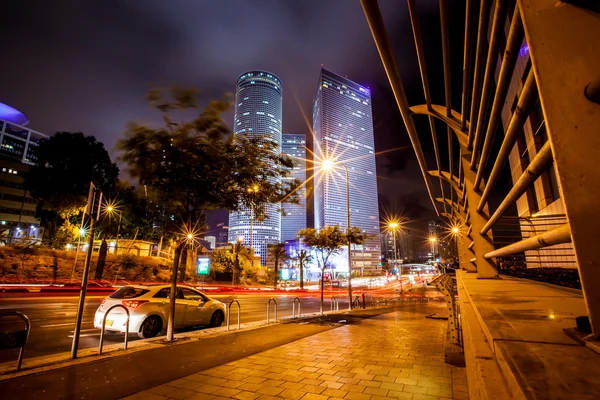 Tel Aviv skyline vista notturna — Foto Stock