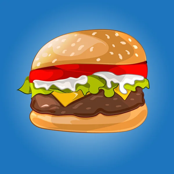 Hamburger on the blue — Stock Vector