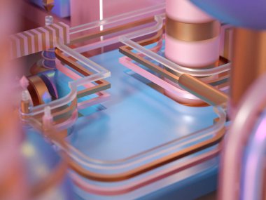 Küpler ve toplarla modern minimalizm fütüristik arka plan. 3d illüstrasyon, 3d canlandırma