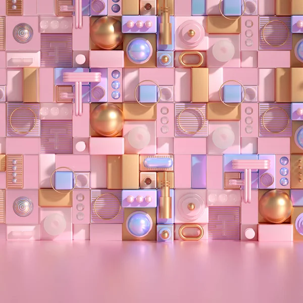 Modern Minimalisme Futuristische Achtergrond Met Blokjes Ballen Illustratie Weergave — Stockfoto