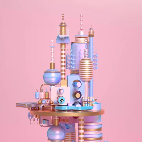 Modern Minimalisme Futuristische Achtergrond Met Blokjes Ballen Illustratie Weergave — Stockfoto