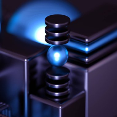 Küpler ve toplarla modern minimalizm fütüristik arka plan. 3d illüstrasyon, 3d canlandırma