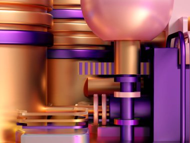 Küpler ve toplarla modern minimalizm fütüristik arka plan. 3d illüstrasyon, 3d canlandırma