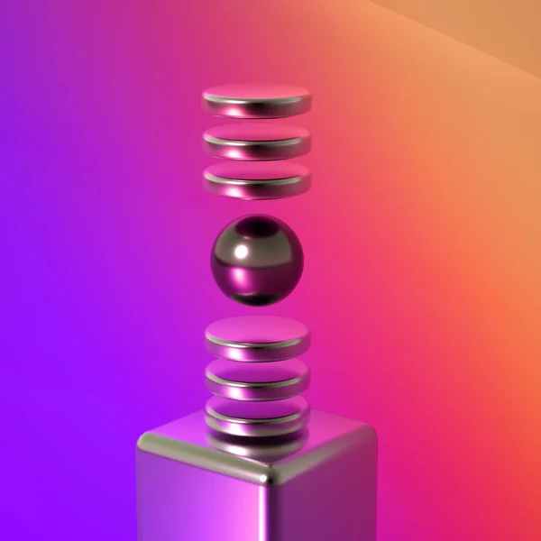 Modern Minimalisme Futuristische Achtergrond Met Blokjes Ballen Illustratie Weergave — Stockfoto