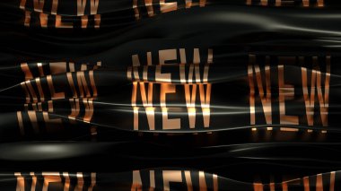 Altın tebriklerle siyah, güzel bir bayrak. 3d illüstrasyon, 3d canlandırma.