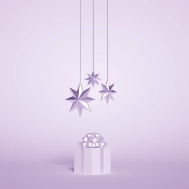 Noel ve yeni yılı kutlamak için bir grup Noel eşyası. 3B görselleştirme