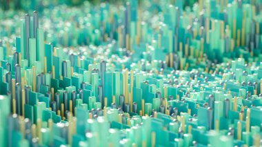 Tekno yüksek teknoloji geçmişi, geometri, küp, soyutlama. 3d illüstrasyon, 3d canlandırma.