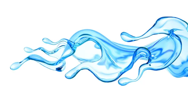 Spritzer Klare Blaue Flüssigkeit Wasser Illustration Rendering — Stockfoto