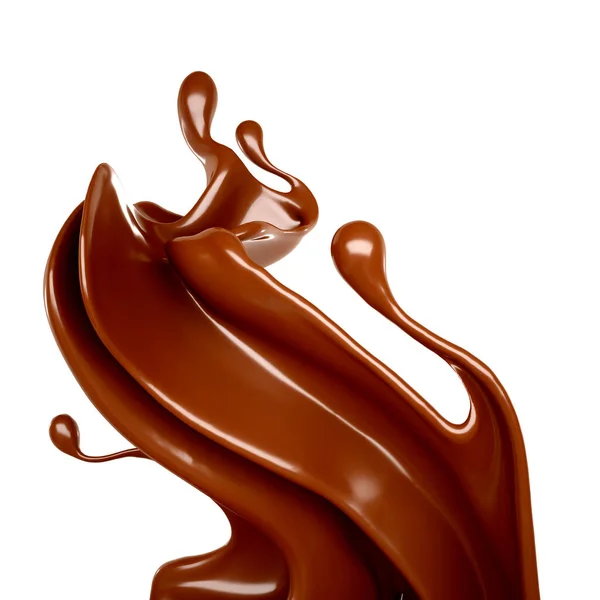 喷溅的巧克力3D插图 3D渲染 — 图库照片