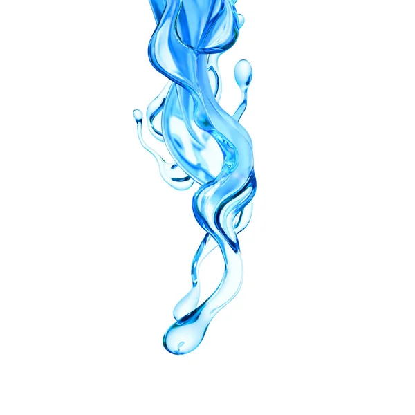 澄んだ青い液体 水のスプラッシュ 3Dイラスト 3Dレンダリング — ストック写真
