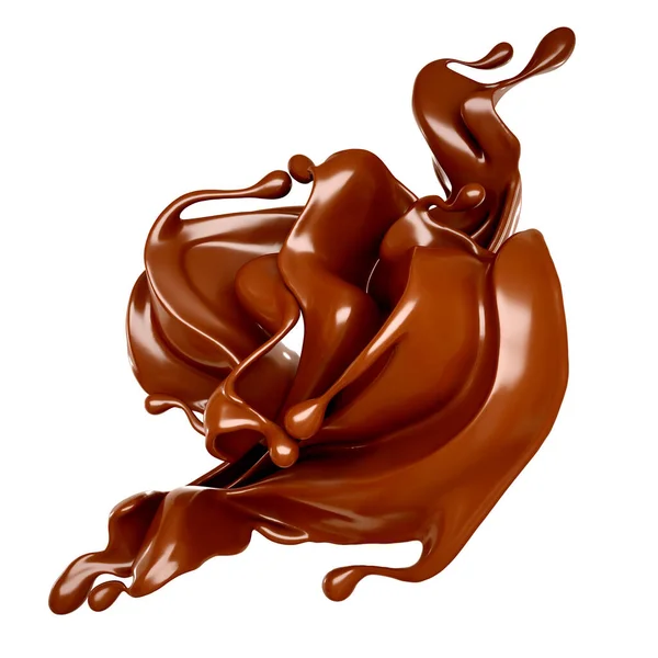Splash Chocolate Ilustração Renderização — Fotografia de Stock
