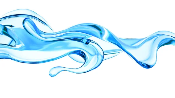 Spritzer Klare Blaue Flüssigkeit Wasser Illustration Rendering — Stockfoto