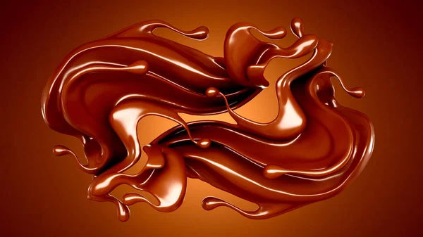 Splash Chocolate Ilustração Renderização — Fotografia de Stock