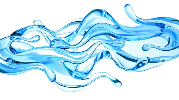 Splash Líquido Azul Claro Água Ilustração Renderização — Fotografia de Stock