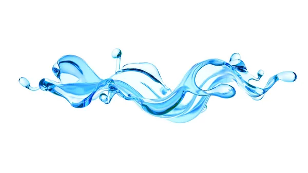 Spritzer Klare Blaue Flüssigkeit Wasser Illustration Rendering — Stockfoto