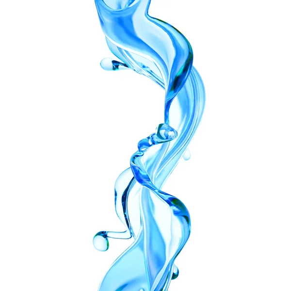 Spritzer Klare Blaue Flüssigkeit Wasser Illustration Rendering — Stockfoto