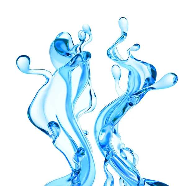 Spritzer Klare Blaue Flüssigkeit Wasser Illustration Rendering — Stockfoto