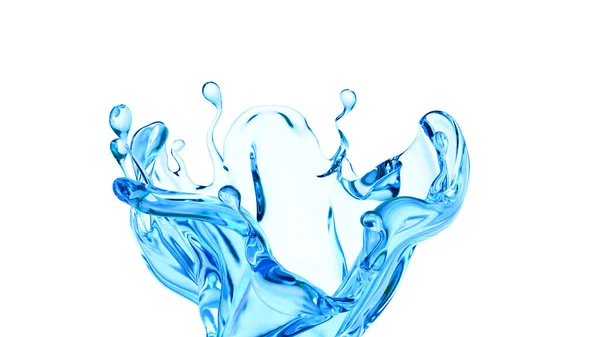 Spritzer Klare Blaue Flüssigkeit Wasser Illustration Rendering — Stockfoto