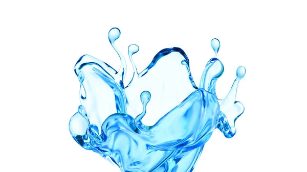 Splash Lichid Albastru Limpede Apă Ilustrație Redare — Fotografie, imagine de stoc