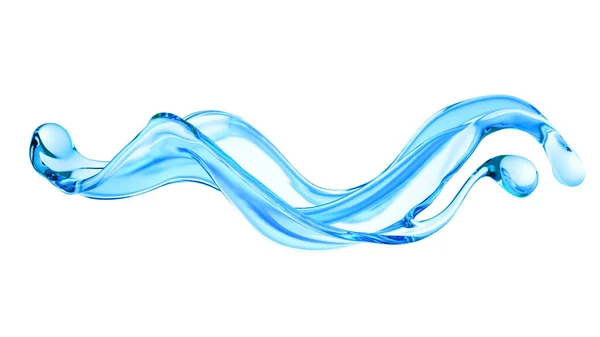 Splash Líquido Azul Claro Água Ilustração Renderização — Fotografia de Stock