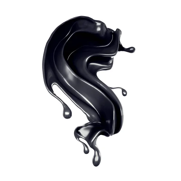 Splash Black Liquid Illustration Rendering — Stock Photo, Image