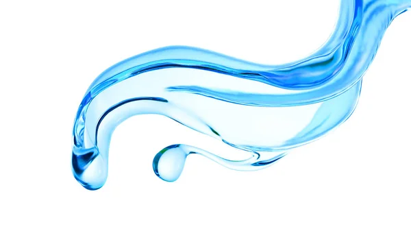 Splash Líquido Azul Claro Água Ilustração Renderização — Fotografia de Stock