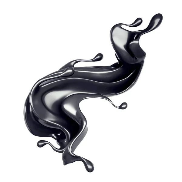 Splash Black Liquid Illustration Rendering — Stock Photo, Image