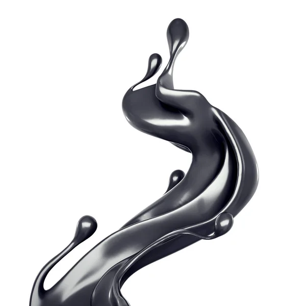 Splash Black Liquid Illustration Rendering — Stock Photo, Image