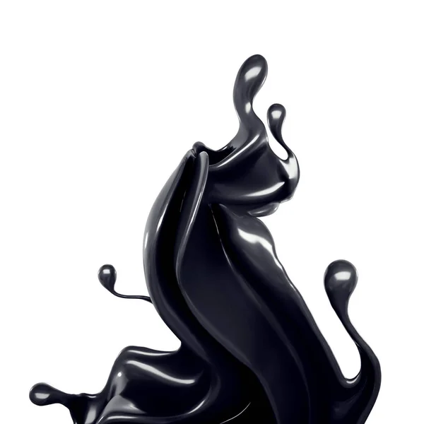黒い液体のスプラッシュ 3Dイラスト 3Dレンダリング — ストック写真