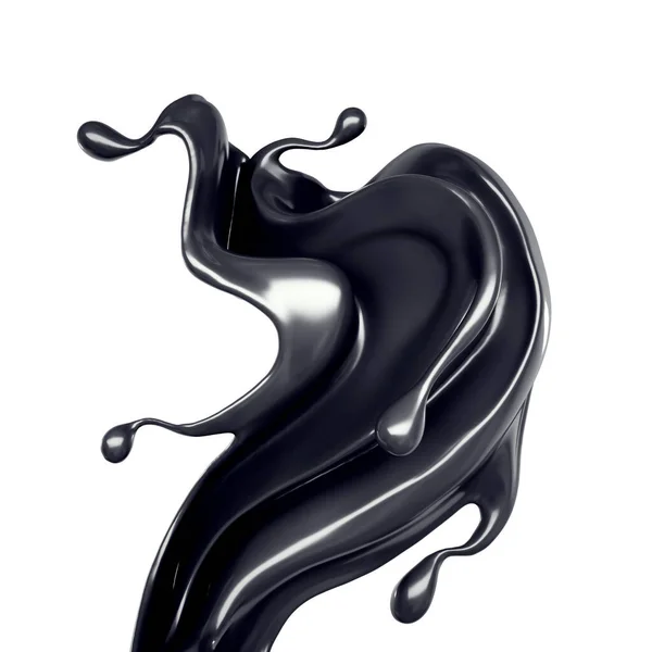 Splash Black Liquid Illustration Rendering — Stock Photo, Image