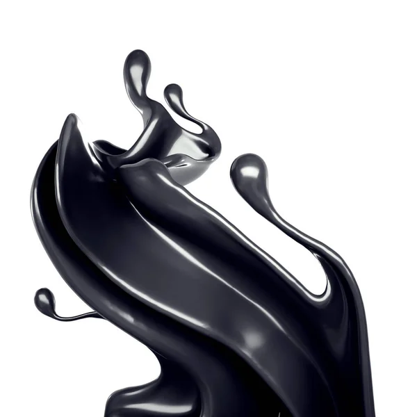 Salpicadura Líquido Negro Ilustración Representación — Foto de Stock