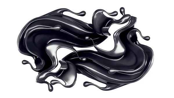 Splash Black Liquid Illustration Rendering — Stock Photo, Image