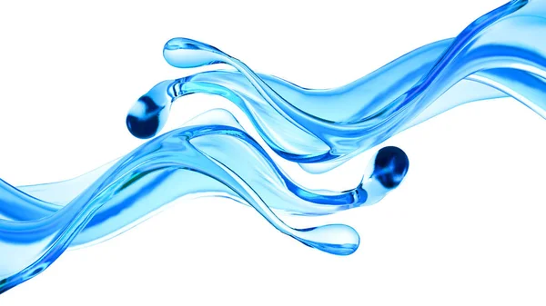 Spritzer Klare Blaue Flüssigkeit Wasser Illustration Rendering — Stockfoto