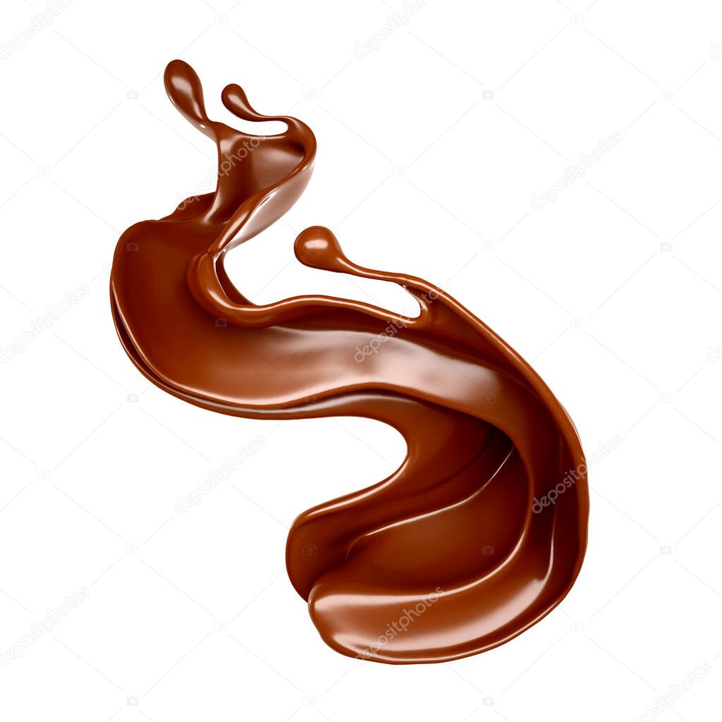 Splash of chocolate 3d illustration, 3d rendering.