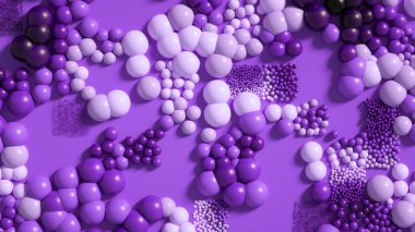 Toplarla, bilimle, molekülle, atomla güzel bir arka plan. 3d illüstrasyon, 3d canlandırma.