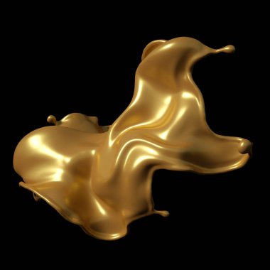 Siyah arka planda biraz altın karamel. 3d illüstrasyon, 3d canlandırma.